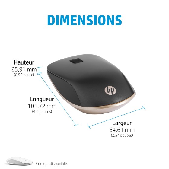 HP 410 Slim - Souris - droitiers et gauchers - 3 boutons - sans fil - Bluetooth 5.0 - argent cendré - pour Laptop 15, 15s