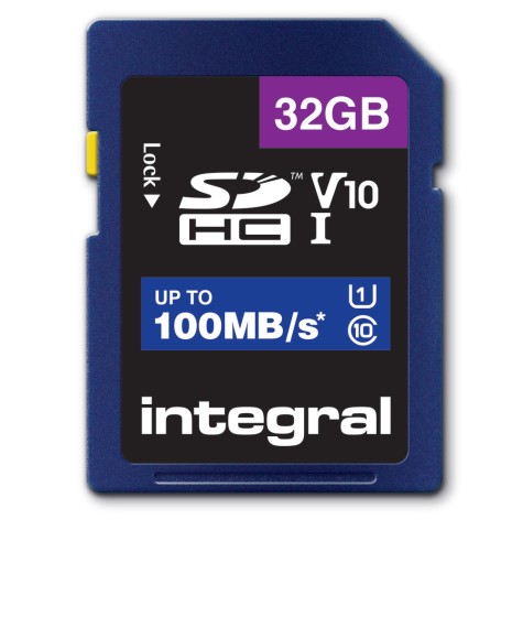 Integral - Carte mémoire flash - 32 Go - Video Class V10 / UHS-I U1 / Class10 - SDHC UHS-I