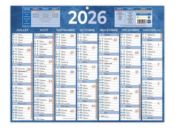 1 Calendrier banque Bouchut Bleu 13 mois- 42x32cm