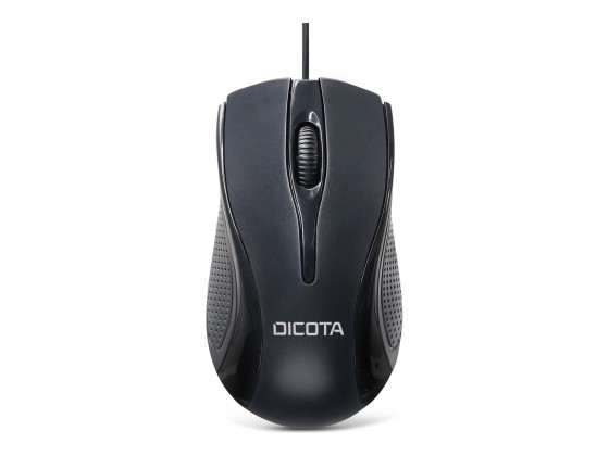 DICOTA - Souris - droitiers et gauchers - laser - 3 boutons - filaire - USB - noir