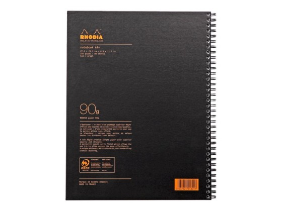 1 Cahier couverture carton 160 pages A4+5x5. Noir