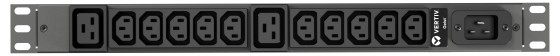 Vertiv Geist Basic VP9559 - Unité de distribution secteur (rack-montable) - CA 230 V - 3.6 kW - entrée : IEC 60320 C20 - connecteurs de sortie : 12 (10 x IEC 60320 C13, 2 x IEC 60320 C19) - 1U - revêtement noir poudré