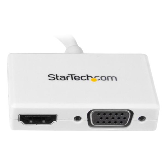 StarTech.com Adaptateur audio / vidéo de voyage - Convertisseur 2-en-1 Mini DisplayPort vers HDMI ou VGA - 1920x1200 / 1080p - Convertisseur vidéo - DisplayPort - HDMI, VGA - blanc - pour Apple MacBook Air