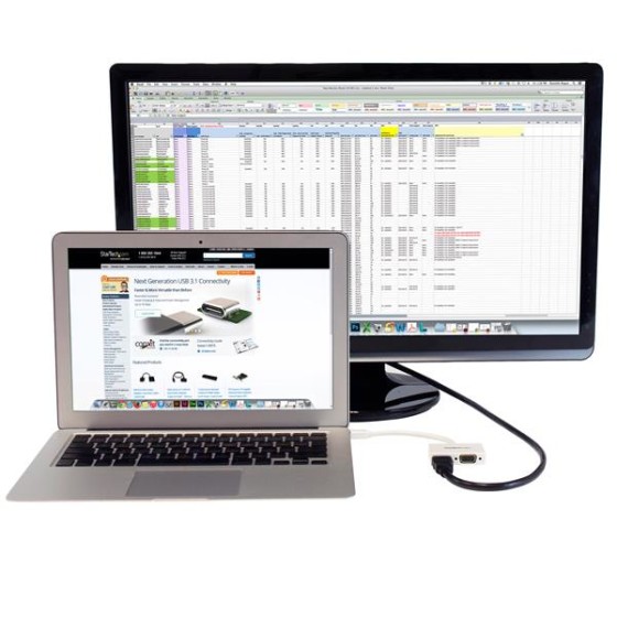 StarTech.com Adaptateur audio / vidéo de voyage - Convertisseur 2-en-1 Mini DisplayPort vers HDMI ou VGA - 1920x1200 / 1080p - Convertisseur vidéo - DisplayPort - HDMI, VGA - blanc - pour Apple MacBook Air