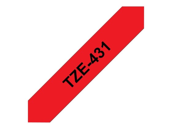 Brother TZE-431 label-making tape Black on red