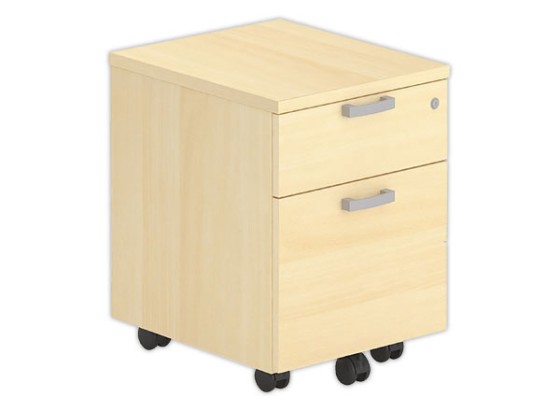 1 Caisson mobile mélamine hêtre 2 tiroirs monté