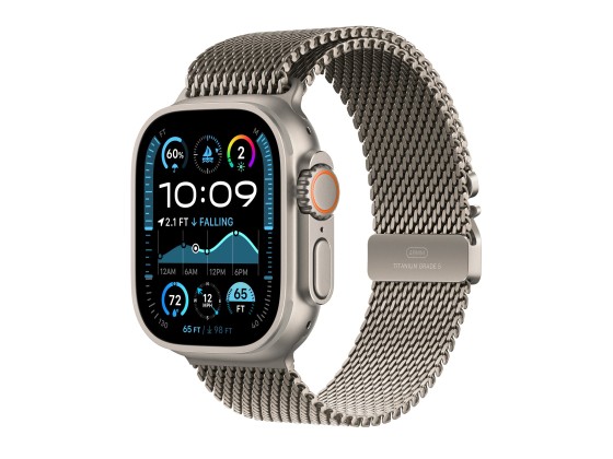 Apple Watch Ultra 2 - 49 mm - titanium naturel - montre intelligente avec boucle milanaise - taille du bracelet : L - 64 Go - LTE, Wi-Fi 4, UWB, Bluetooth - 4G - 61.4 g