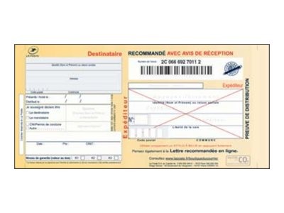 1 Boite de 100 Recommandés avec AR, liasse 5 ex, pour écriture manuelle