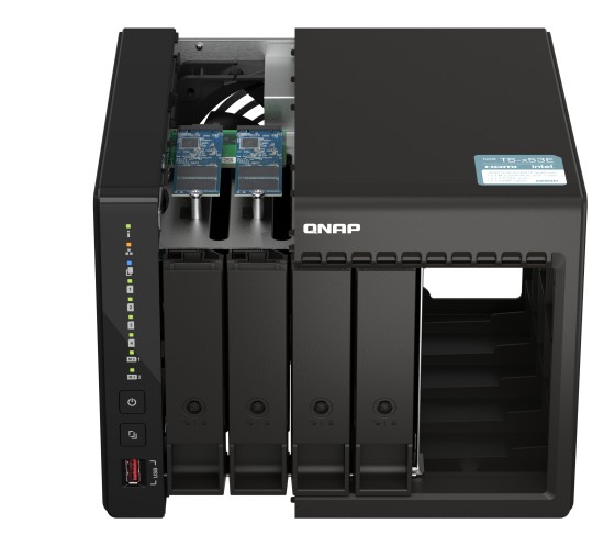 QNAP TS-453E-8G 4-bay desktop NAS Intel Celeron J6412 4C 2.0GHz burst 2.6GHz onboard 8Go RAM 2xHDMI 1.4b 2xM.2 2280 PCIe slots