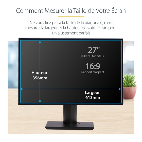 StarTech.com Filtre de Confidentialité pour Écran 27" 16:9, +/- 30° - Filtre anti-indiscrétion - à double sens - amovible - branchement - Largeur 27 po. - noir
