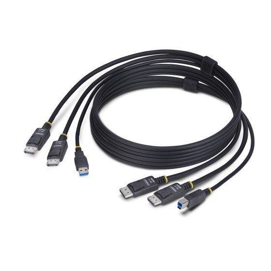 StarTech.com 6ft (1.8m) Dual-DisplayPort and USB 5Gbps KVM Cable - Câble clavier / vidéo / souris (KVM) - DisplayPort, USB type A (M) pour DisplayPort, USB Type B (M) - 1.83 m - support pour 4K60Hz, prise en charge de HDR10 - noir