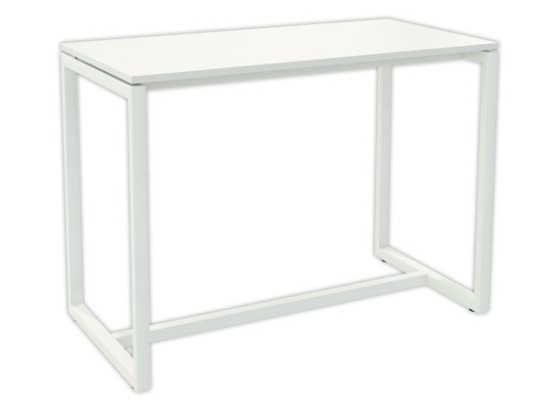 1 Table haute EASYDESK 150 x 75 cm pied blanc plateau blanc