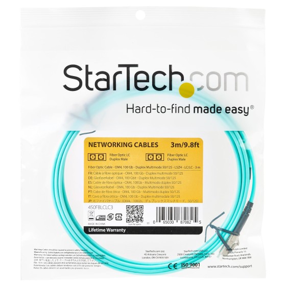 StarTech.com Câble Fibre Optique Multimode 3m LC/UPC à LC/UPC OM4, 50/125 - Câble réseau - LC multi-mode (M) pour LC multi-mode (M) - 3 m - fibre optique - duplex - 50 / 125 microns - OM4 - turquoise