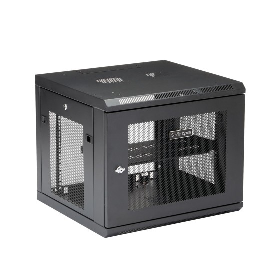 StarTech.com "9U Wall Mount Server Rack Cabinet - 4-Post Adjustable Depth (2"" to 19"") Network Equipment Enclosure with Cable Management (RK920WALM)" - Armoire de rack - montable sur mur - noir - 9U