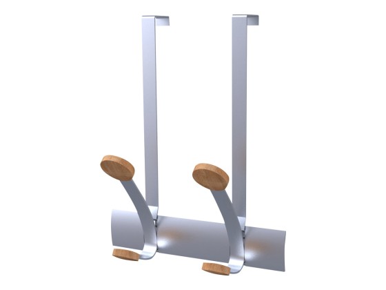 1 Patère de porte Duo, en métal et bois - 2 patères doubles
