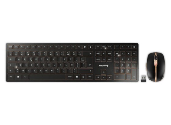 CHERRY DW 9100 SLIM clavier Souris incluse Universel RF sans fil + Bluetooth AZERTY Français Noir