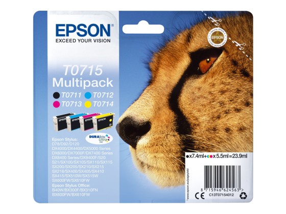 Epson Multipack "Guépard" (T0715) - Encres DURABrite Ultra N, C, M, J