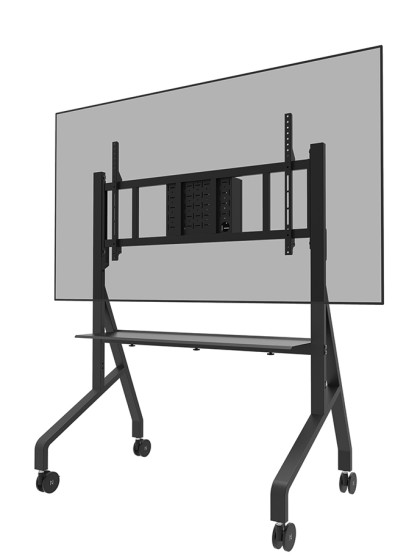 NEOMOUNTS FL50-575BL1 Support au sol mobile pour écran 65-110p - étagère multimédia incluse - installation rapide - TÜV