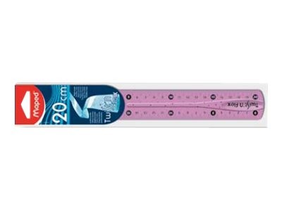 1 Règle de bureau double plate en plastique souple et résistant - 20 cm