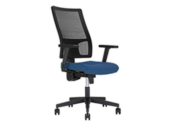 1 Siège Taktik synchr.,accotoirs assise gris bleu dos résille noir monté