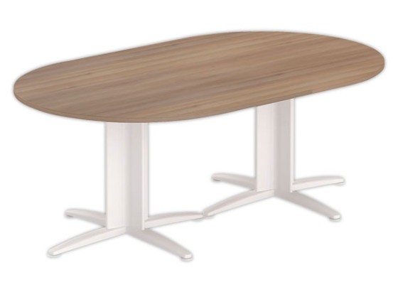 1 Table réunion ovale 200x120 noyer/blanc
