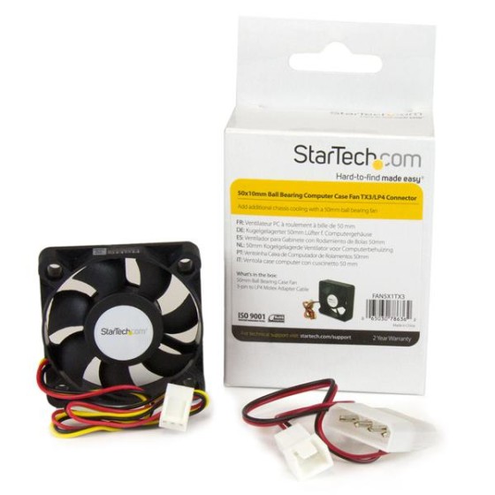StarTech.com Ventilateur PC à roulement à billes avec alimentation TX3 ou LP4 - 50 x 10 mm - Kit de ventilation pour ordinateur - 50 mm
