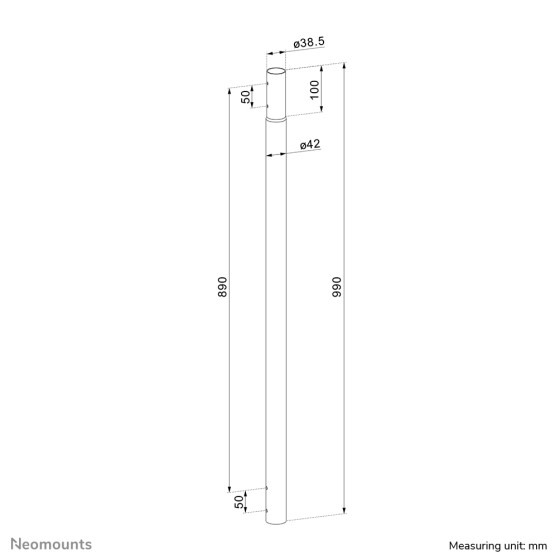 NEOMOUNTS ACL25-500BL Extension pour support de plafond pour vidéoprojecteur - h 89 cm