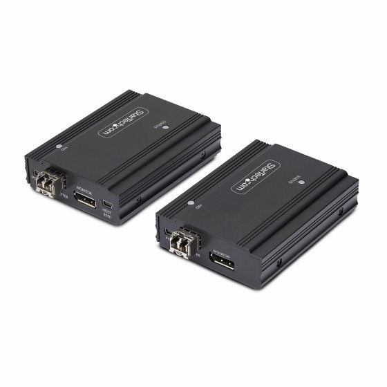 StarTech.com Extendeur KVM DisplayPort sur Fibre Optique, 4K 60Hz, Kit d'Extension de Console, Jusqu'à 300m (Multi-Mode) avec Modules SFP+ Pré-Installés, 3x USB HID