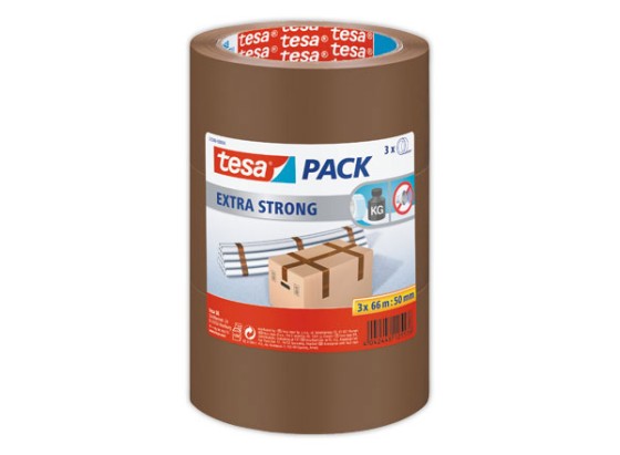 1 Lot de 3 Rouleaux d'adhésif emballage TESA Extra Strong PVC  - 66 m x 50 mm