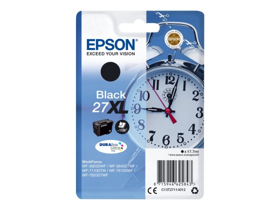 Epson Alarm clock Singlepack Black 27XL DURABrite Ultra Ink