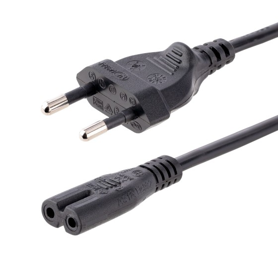 StarTech.com Câble d'Alimentation pour PC, 2m - Prise EU vers C7, 18AWG - Câble d'alimentation - Europlug (P) pour power IEC 60320 C7 - CA 250 V - 2.5 A - 2 m - noir