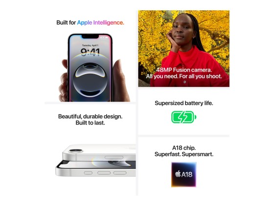 Apple iPhone 16e - 5G smartphone - double SIM / Mémoire interne 512 Go - écran OEL - 6.1" - 2532 x 1170 pixels - rear camera 48 MP - front camera 12 MP - noir