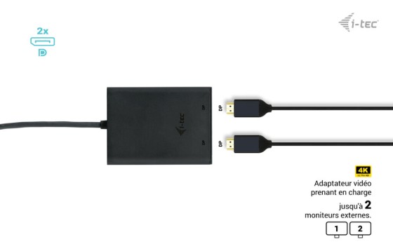 I-TEC USB-C Dual 4K/60Hz single 8K/30Hz DP Video Adapter 2x DP Port