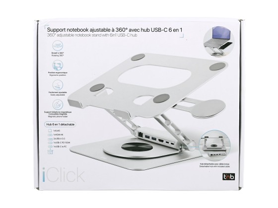 1 SUPPORT PC PORTABLE AVEC HUB 6 EN 1