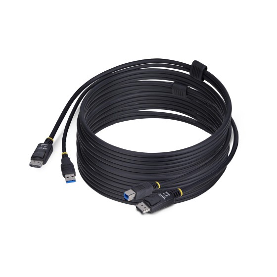 StarTech.com 10ft (3m) DisplayPort and USB 5Gbps KVM Cable - Câble clavier / vidéo / souris (KVM) - DisplayPort, USB type A (M) pour DisplayPort, USB Type B (M) - 3 m - support pour 4K60Hz, prise en charge de HDR10 - noir