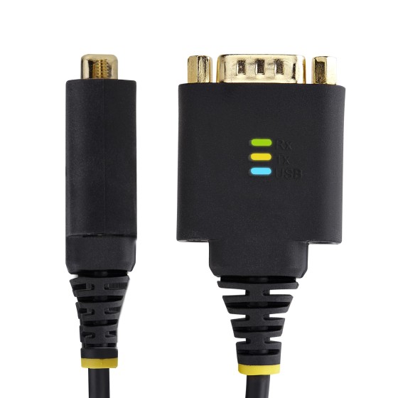 StarTech.com 1ft (30cm) USB to Serial Adapter Cable, COM Retention, RS232 - Câble USB / série - USB (M) pour DB-9 (M) vissable - 30.5 cm - robuste, moulé