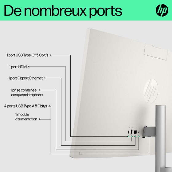 Tout-en-un - Ryzen 5 7520U / jusqu'à 4.3 GHz - RAM 16 Go - SSD 512 Go - NVMe - Radeon 610M - Gigabit Ethernet, Bluetooth 5.3, IEEE 802.11ax (Wi-Fi 6) LAN sans fil: - 802.11a/b/g/n/ac/ax, Bluetooth 5.3 - Win 11 Home - moniteur : LED 23.8" 1920 x 1080 (Full
