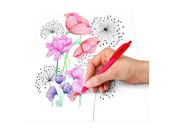 1 Stylo-bille triangulaire rétractable pointe moyenne 1 mm rouge