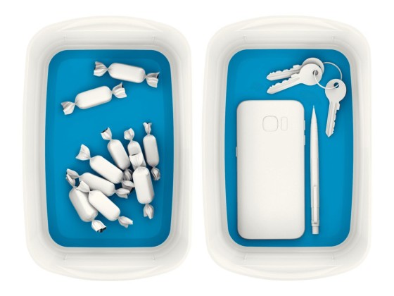 1 Boîte de rangement mybox petit blanc/bleu