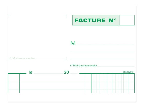 1 Manifold autocopiant Factures mention TVA 21x14,8cm Foliotage 50/2