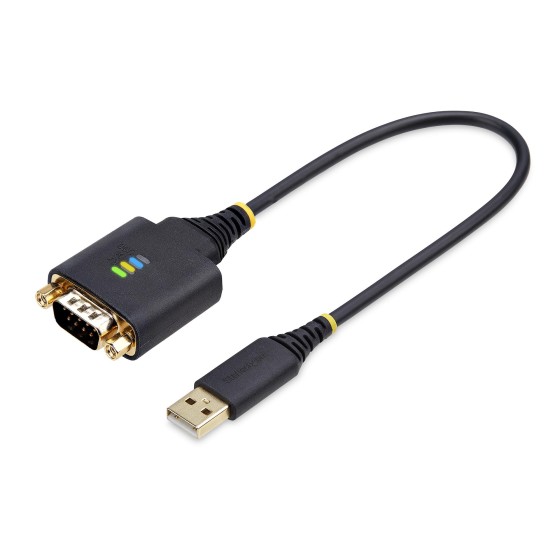 StarTech.com 1ft (30cm) USB to Serial Adapter Cable, COM Retention, RS232 - Câble USB / série - USB (M) pour DB-9 (M) vissable - 30.5 cm - robuste, moulé