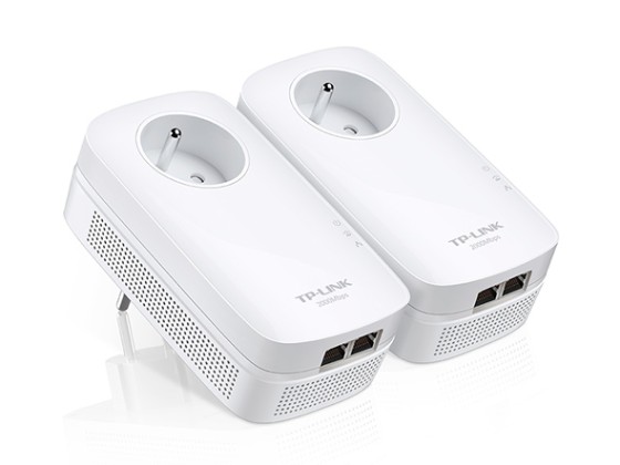 TP-LINK AV2000 2-Port Gigabit Passthrough Powerline Starter Kit 2000Mbps Powerline Data Rate Line-Neutral/Line-Ground 2x2 MIMO 2