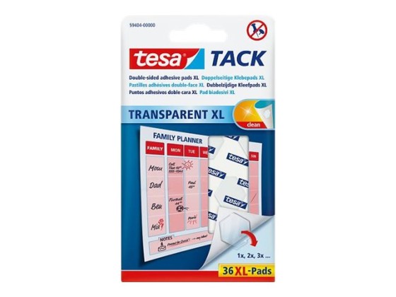 1 36 pastilles adhésives transparentes XL TESA