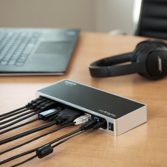StarTech.com Station d'accueil USB 3.0 double affichage pour PC portable - Réplicateur de port - USB 3.0, GbE, HDMI et DVI / VGA (DK30ADD) - Station d'accueil - USB - DVI, HDMI - 1GbE - pour P/N: DK30A2DH, SVA20N2NEUA