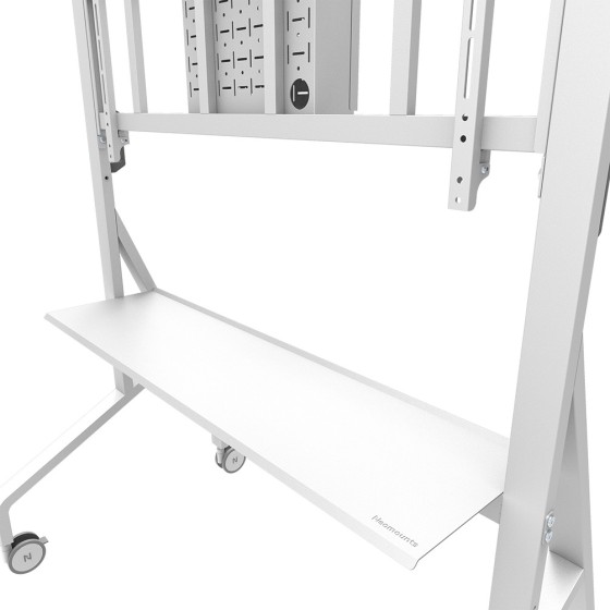 NEOMOUNTS FL50-575WH1 Support au sol mobile pour écran 65-110p - étagère multimédia incluse - installation rapide - TÜV