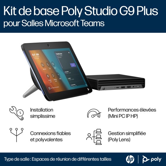 HP Poly Studio Base Kit G9 Plus for Microsoft Teams HP Mini IP PC w/TC10 EMEA - Euro plug