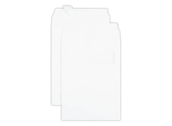1 Boite de 200 Pochettes kraft blanc 229x324mm à soufflet 30mm, fenêtre 50x100