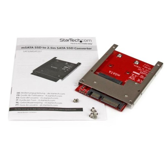 StarTech.com Adaptateur mSATA SSD vers SATA 2,5" - Carte Convertisseur mSATA SSD vers SATA 2,5" - Contrôleur de stockage - 1 Canal - SATA 6Gb/s - SATA 6Gb/s - pour P/N: BRACKET125PT, BRACKET125PTP, SATERASER4, SDOCK1EU3P2, SDOCK4U313, USB31C2SAT3