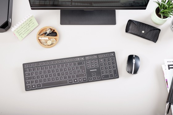 CHERRY KW 9100 SLIM Wireless Keyboard USB and Bluetooth black rechargeable (FR)
