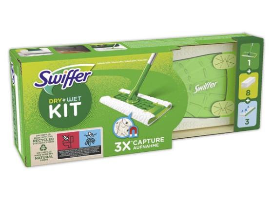 1 Balai attrape-poussière SWIFFER et lingettes (8 sèches et 3 humides)